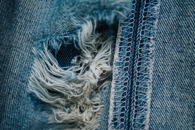 Fond de texture de jeans en détresse mise au point sélective