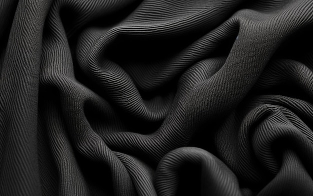 Fond de texture en jersey noir Détail de la surface du tissu de luxe