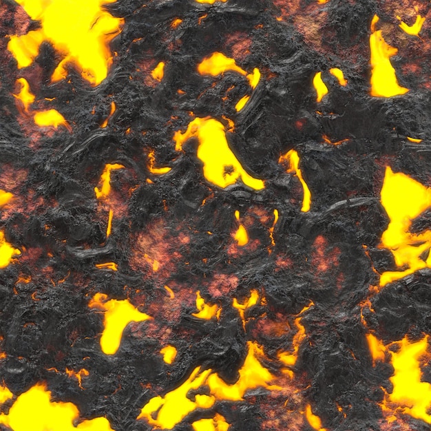 Fond de texture de magma fondu rendu 3D d'éruption de lave volcanique