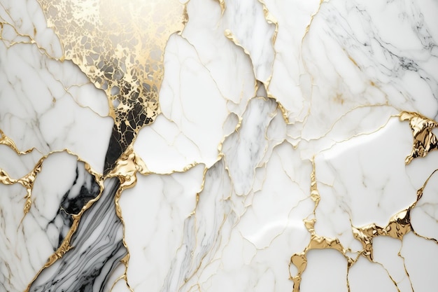 Fond de texture de marbre de luxe or blanc Modèle de matériau en pierre naturelle AI générative