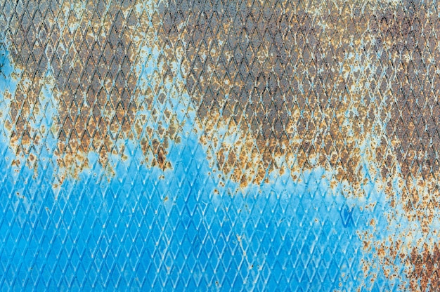 Fond de texture métallique abstraite. Ancienne surface en rouille et saleté de couleur bleue.