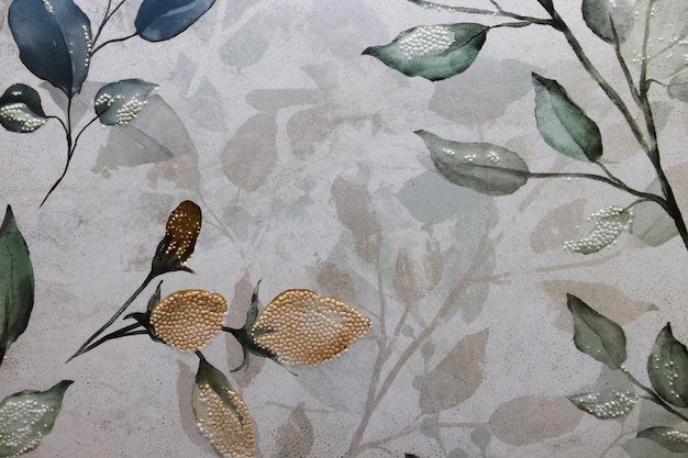 Fond de texture de pierre en céramique avec ornement floral en toile décorative