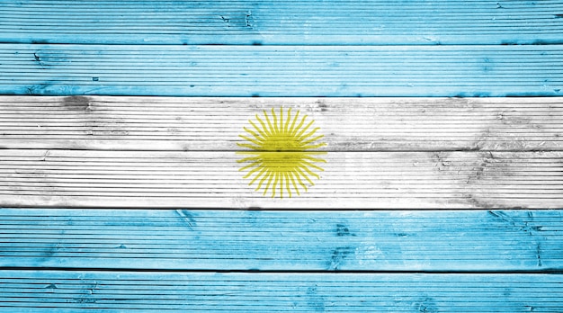 Photo fond de texture de planches de bois naturel avec les couleurs du drapeau de l'argentine