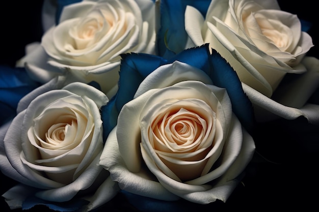 Fond de texture de roses blanches et bleues