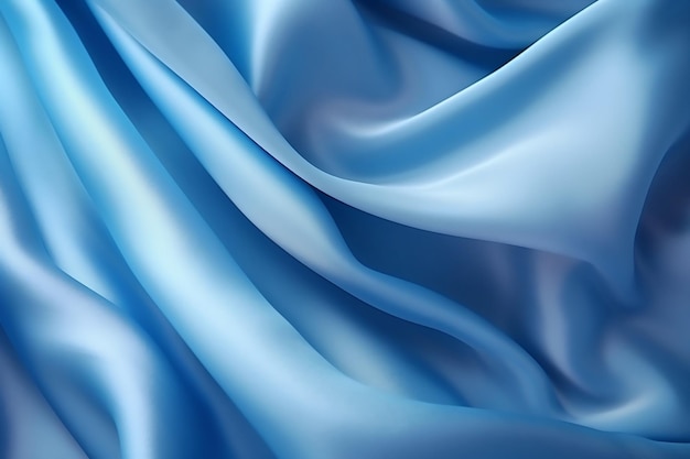 Fond de texture de tissu de soie bleue Belle texture textile de satin bleu avec des plis AI généré