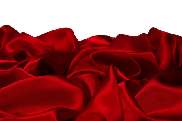 Photo fond de texture de tissu de soie rouge riche et luxueux. vue de dessus.