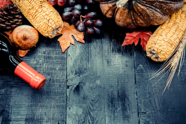 Fond de Thanksgiving, fruits et légumes