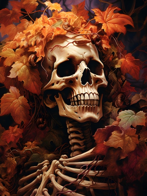 Fond de thème halloween portrait abstrait squelette