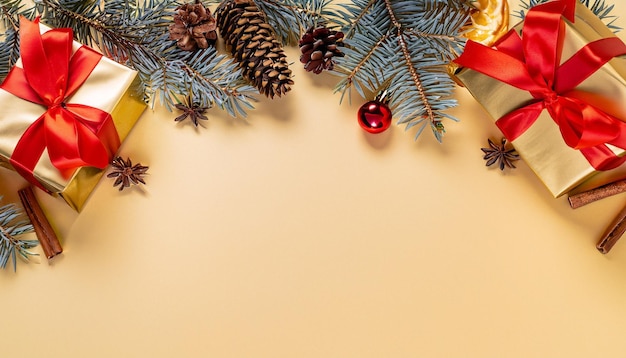 Fond sur le thème de Noël avec affichage doré symbolisant la joie festive et l'esprit de vacances Idéal f