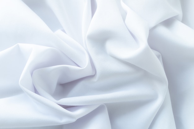 Fond de tissu blanc abstrait, fond de tissu blanc froissé,