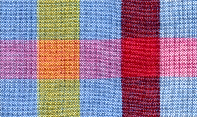 Fond de tissu carré bleu, rouge et jaune