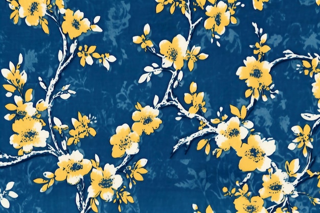 Fond de tissu cyanotype jaune AI génératif