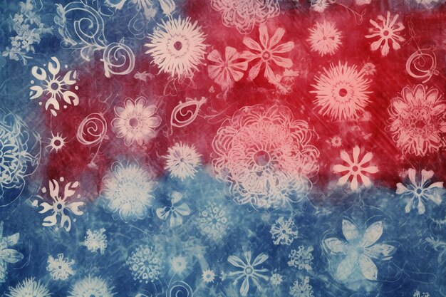 Fond de tissu cyanotype rouge AI génératif