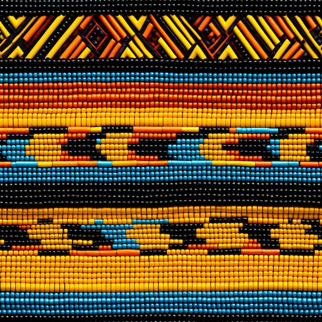 Fond de tissu Kente africain coloré affichant des motifs tribaux traditionnels