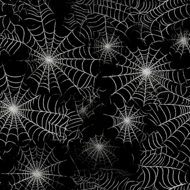 un fond de toile d'araignée noir et blanc avec des toiles d'araignées blanches ai générative