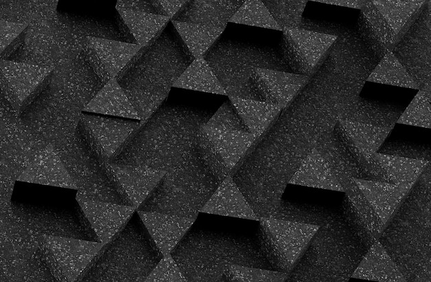 Fond de toile de fond motif triangle noir rendu 3D