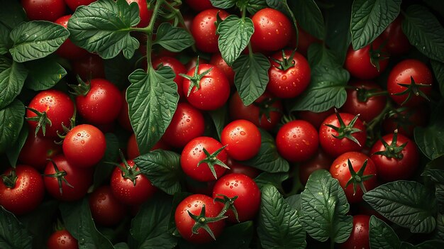 Un fond de tomates et de feuilles