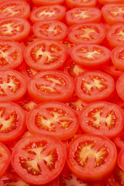 Fond de tomates en tranches Vue de dessus