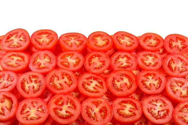 Fond de tomates en tranches Vue de dessus