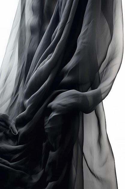 Fond transparent noir de tissu fluide dans le style des couleurs monochromes Ai art génératif