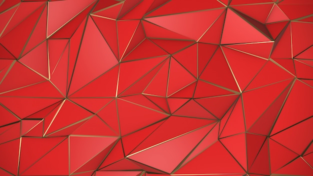 Fond de triangle abstrait low poly rouge et or