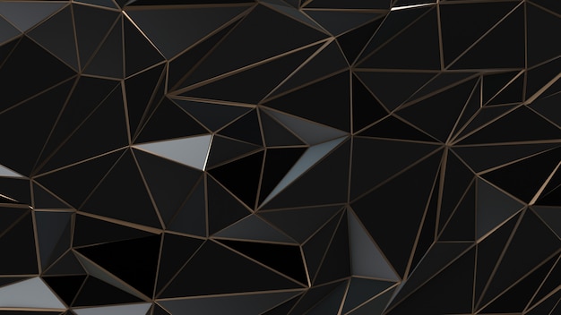 Fond de triangle noir et or abstrait low poly