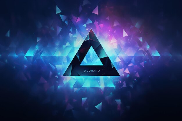 Un fond triangulaire coloré avec un triangle bleu et le mot diamant