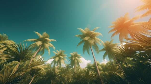 Fond tropical d'été avec espace de copie Illustration AI Générative