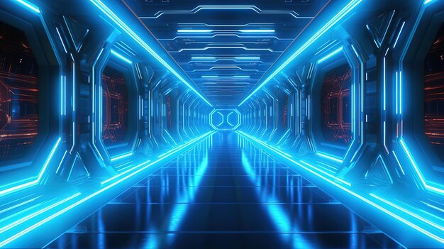 Fond de tunnel de lumière technologique réaliste IA générative