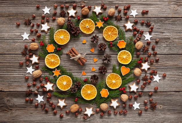 Photo fond de vacances de noël avec des biscuits maison