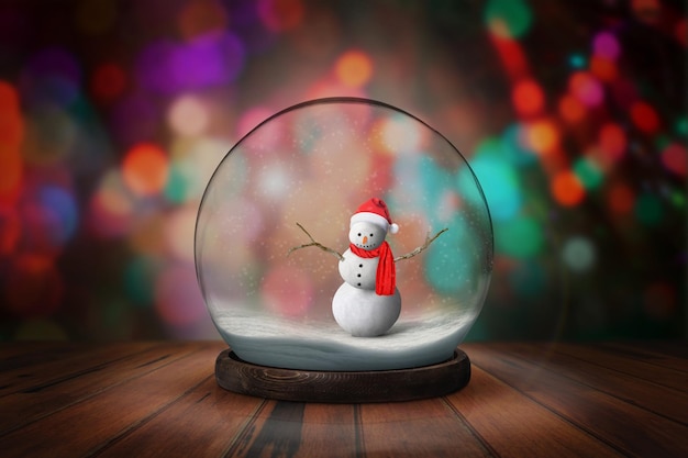 Fond de vacances de Noël dans une boule de neige Boule de neige avec Noël sur une boule de neige avec fond sombre bokeh