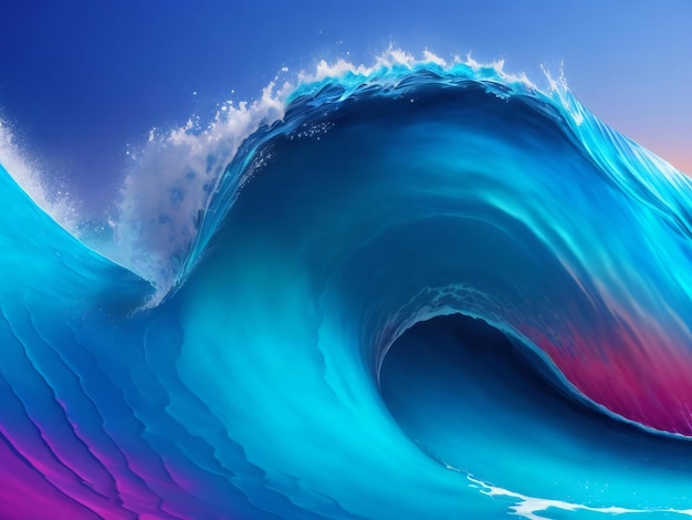 Un fond de vague coloré avec un fond bleu ai généré