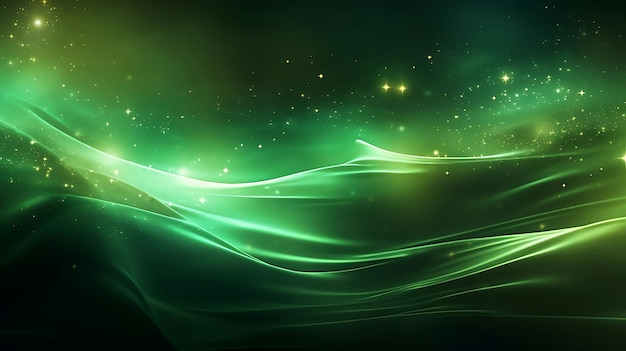 Fond de vague de luxe vert abstrait avec effet de lumière