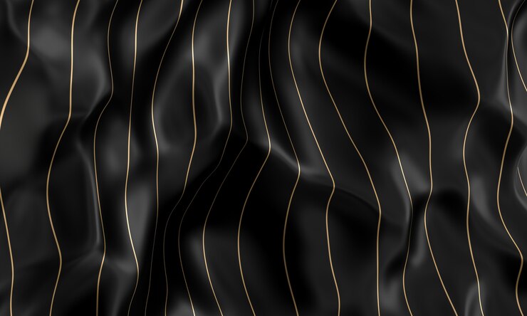 Photo fond de vague noire avec des lignes verticales de couleur or.