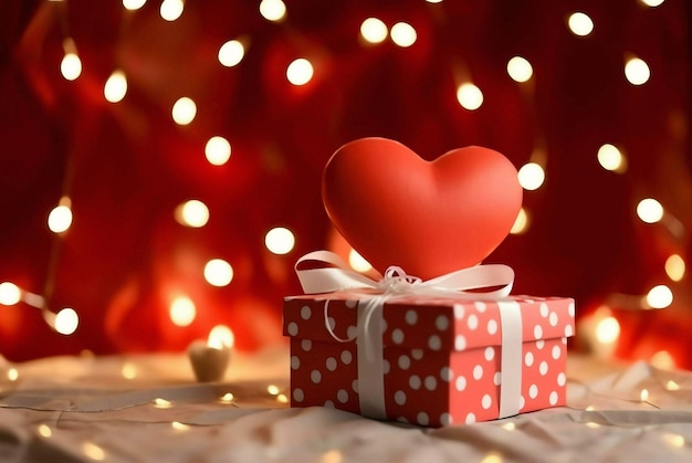 fond de valentine avec une boîte boîte cadeau rouge avec un cœur fond de valantine