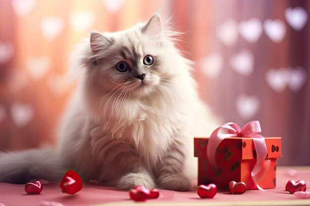 Le fond de la valentine du chat mignon