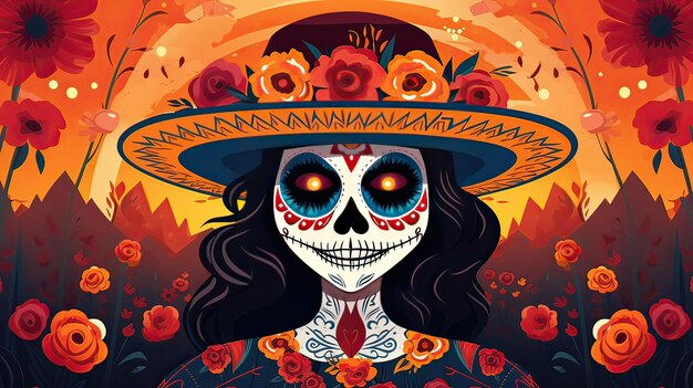 Fond vectoriel Catrina pour la fête des morts