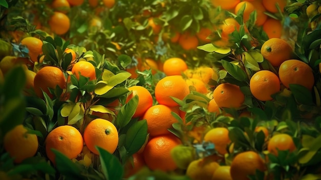 Fond de verger de fruits de jardin orange biologique IA générative
