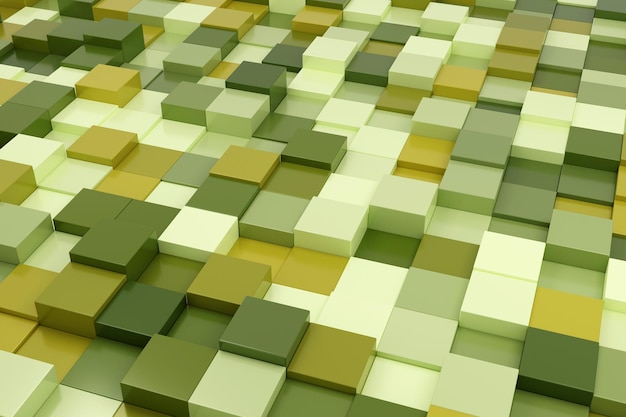 Fond vert abstrait rendu 3d avec forme carrée