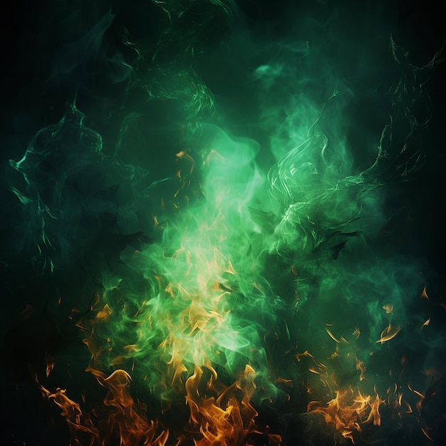 Fond vert foncé avec feu