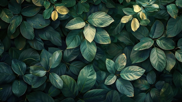 Un fond vert luxuriant avec un motif de feuilles dans diverses nuances de vert