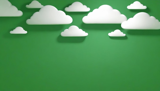 Un fond vert avec des nuages blancs dessus