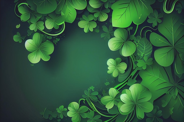 Fond vert pour la Saint Patrick Chapeau vert chanceux avec trèfle brillant pour la Saint Patrick avec espace de copie