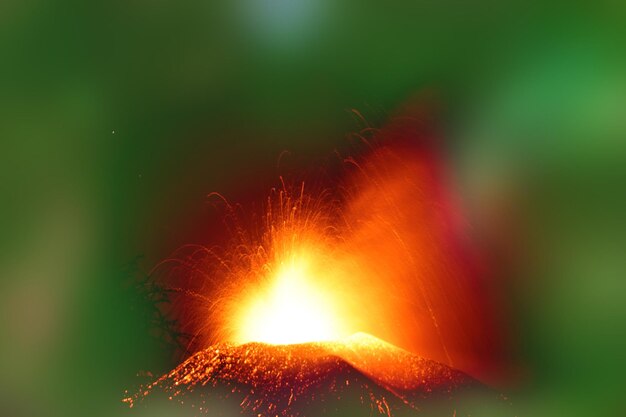 Photo un fond vert et rouge avec un volcan et le mot volcan dessus