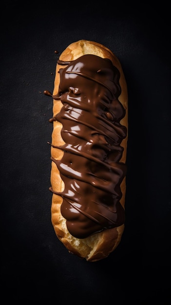 Fond vertical de pâtisserie Eclair fraîchement cuit