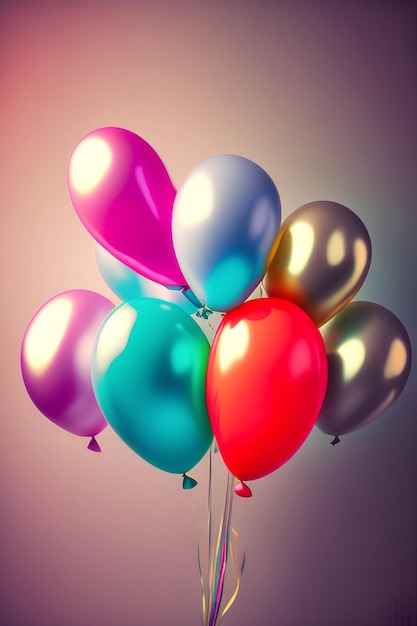 Fond vide de ballons brillants joyeux anniversaire