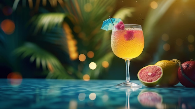 Fond vif d'été avec cocktail Illustration AI GenerativexA