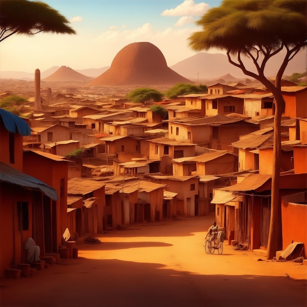 Photo fond de ville africaine avec ciel bleu