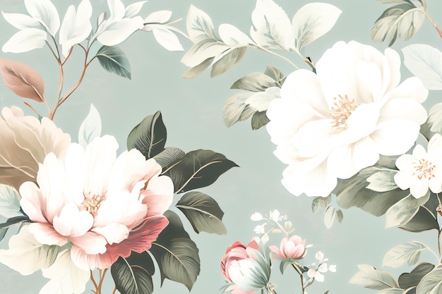 Fond vintage de fleurs de pivoines Generative AI