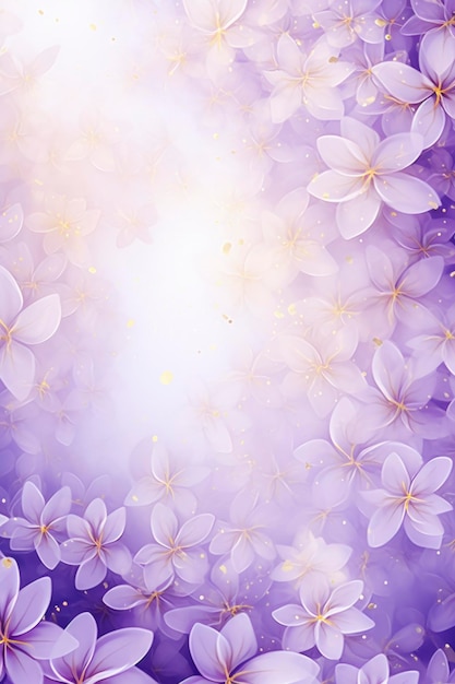 Photo fond violet abstrait avec motif de fleurs de lignes dorées subtiles